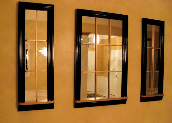 Grand Piano 3 Piece Mirror Window Set